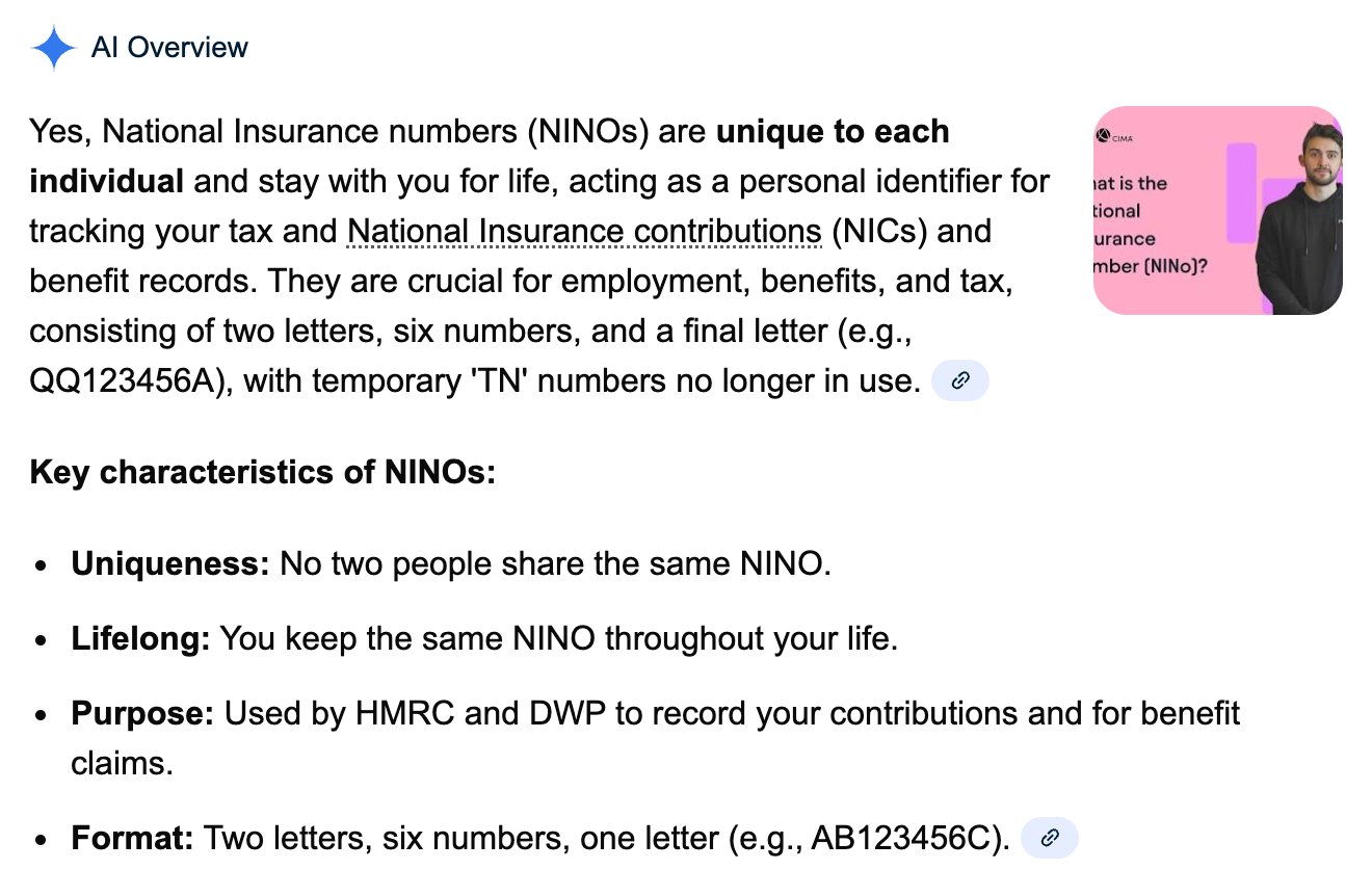 Yes, National Insurance numbers (NINOs) are unique to each individual and stay with you for life, acting as a personal identifier for tracking your tax and National Insurance contributions (NICs) and benefit records. They are crucial for employment, benefits, and tax, consisting of two letters, six numbers, and a final letter (e.g., QQ123456A), with temporary 'TN' numbers no longer in use.  Key characteristics of NINOs: Uniqueness: No two people share the same NINO. Lifelong: You keep the same NINO throughout your life. Purpose: Used by HMRC and DWP to record your contributions and for benefit claims. Format: Two letters, six numbers, one letter (e.g., AB123456C). 