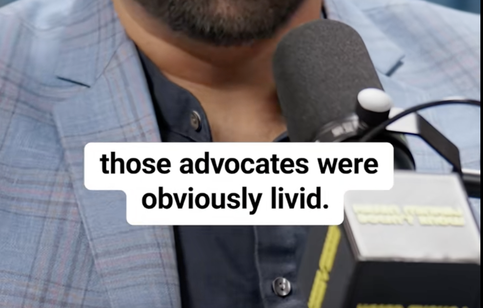 A screengrab of a tiktok with the words "those advocates were obviously livid"