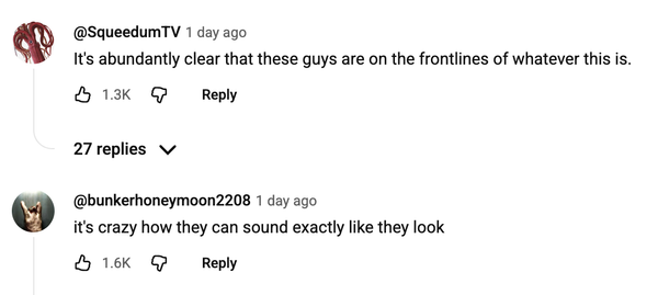 Comments from the YouTube video