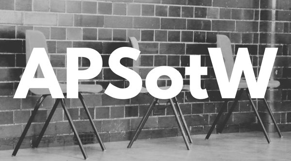 Some school chairs with the initialism APSofW superimposed